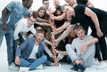 Group of young people making a tower of fists. Royalty Free Stock Photo