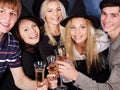 Group young people at nightclub. Royalty Free Stock Photo