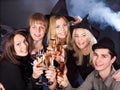 Group young people at nightclub. Royalty Free Stock Photo