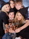 Group young people at nightclub. Royalty Free Stock Photo