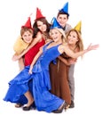 Group of young people in party hat. Royalty Free Stock Photo