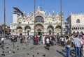 Group of young people pose in front of san Marco church basilica Royalty Free Stock Photo