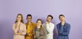 Group of young people puzzled by difficult question are thinking hard and doubting Royalty Free Stock Photo