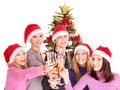 Group young people in santa hat. Royalty Free Stock Photo