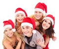 Group young people in santa hat . Royalty Free Stock Photo