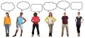 Group of young people saying opinion with speech bubble and copy Royalty Free Stock Photo