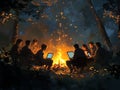 Tech Team Campfire Collaboration Royalty Free Stock Photo