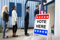 People Standing Outside Voting Room Royalty Free Stock Photo