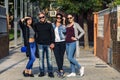 Group of young people standing on the ghetto street. Royalty Free Stock Photo