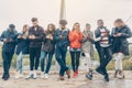 Group of young people staring on their phones