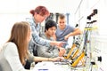 Group of young people in technical vocational training with teacher Royalty Free Stock Photo