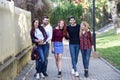 Group of young people together outdoors in urban background Royalty Free Stock Photo