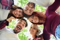 Group of young people together outdoors in urban background Royalty Free Stock Photo