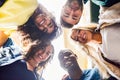 Group of young people together outdoors in urban background Royalty Free Stock Photo