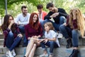 Group of young people together outdoors in urban background Royalty Free Stock Photo