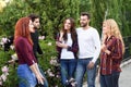 Group of young people together outdoors in urban background Royalty Free Stock Photo