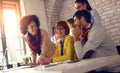 Group of young people working together on computer Royalty Free Stock Photo