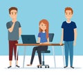 Group of young people in the workplace avatars Royalty Free Stock Photo