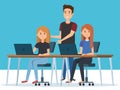 Group of young people in the workplace avatars Royalty Free Stock Photo