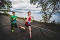 Group of Young Runners and Kids Racing Together Royalty Free Stock Photo