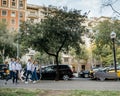 Group of young sporty girls walking on the street Barcelona