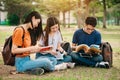 A group of young or teen Asian student in university Royalty Free Stock Photo