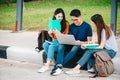 A group of young or teen asian student in university Royalty Free Stock Photo