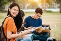 A group of young or teen Asian student in university Royalty Free Stock Photo