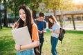 A group of young or teen Asian student in university Royalty Free Stock Photo