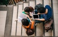 A group of young or teen Asian student in university Royalty Free Stock Photo