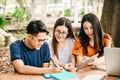 A group of young or teen Asian student in university Royalty Free Stock Photo