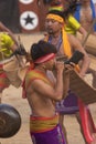 A group of young tribal boys of Nagaland playing their folk musical instruments