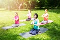 Women meditating in the fresh air sunlight effect