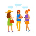 Group of young women talking communicating isolated vector illustration scene Royalty Free Stock Photo