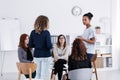 Group of young women talking sitting in a circle Royalty Free Stock Photo