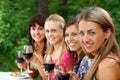 Group of young womens drinking wine Royalty Free Stock Photo