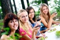 Group of young womens drinking wine Royalty Free Stock Photo