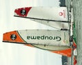 Groupama and veolia catamarans at cowes week 3 Royalty Free Stock Photo