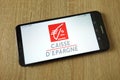 Groupe Caisse d`Epargne logo displayed on smartphone