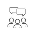 Groupe of people and chat bubble icon set