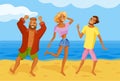Groupe of young people dancing at a beach party