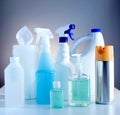 Grouping of cleaning products used for sanitizing Royalty Free Stock Photo