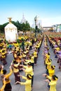 Grouping with a large of people is folk Dance to worship the City Pillar Shrine.