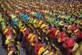 Grouping with a large of people is folk Dance to worship the City Pillar Shrine.