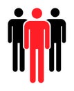 Grouping people flat icon isolated on white background. Teamwork symbol. Leadership vector illustration Royalty Free Stock Photo