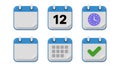 Six 3D calendar icons showing different functionalities Royalty Free Stock Photo