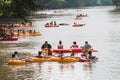 Groups Of People Tube Down The Chattahoochee River In Georgia Royalty Free Stock Photo