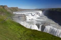 Groups of tourists visiting Gullfoss (Golden falls) waterfall, I