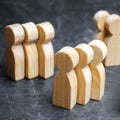 Groups of wooden people. The concept of market segmentation. Marketing segmentation, target audience, customer care. Market group Royalty Free Stock Photo