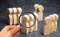 Groups of wooden people. The concept of market segmentation. Marketing segmentation, target audience, customer care. Market group Royalty Free Stock Photo